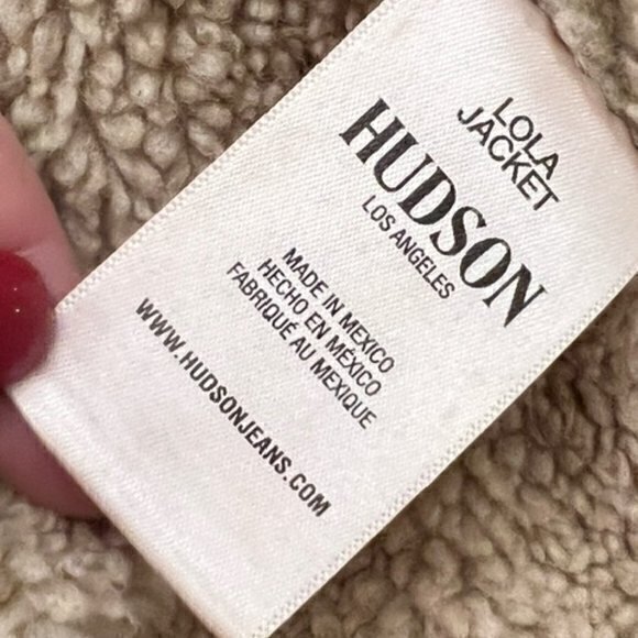🎉PRICE REDUCED🎉 HUDSON Jeans Red Denim Trucker Jacket‎ Sherpa Size XS $295 NWT - Picture 14 of 15